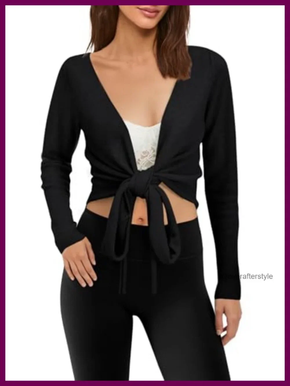 Women's Pilates Wrap Top Ballet Long Sleeve Twist Front